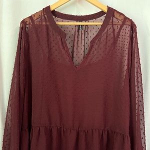 Massini two-for top sheer see thru top over solid tank